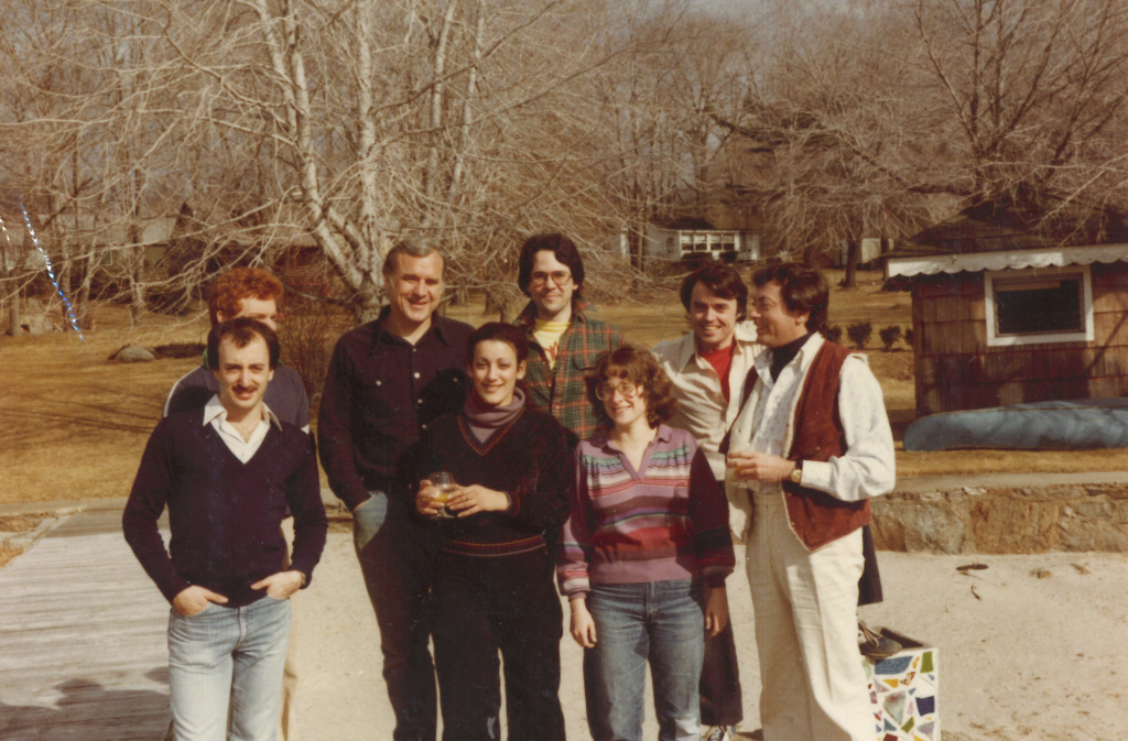 The 1981 leadership team of Steven Winter Associates lines up for a photo outside of Steven Winter's home.