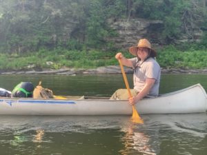 Steven Winter Associates staff member Michael Schmidt canoeing in the Delaware River.