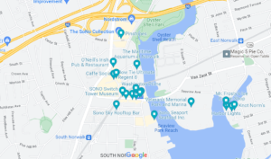 A Google map showing the SWA staff’s favorite places to go in South Norwalk.