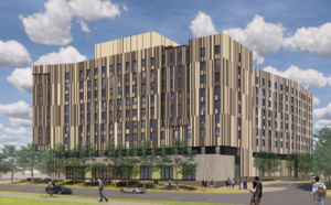 A rendering of the 750-student dormitory at University of Toronto Scarborough.