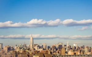 The skyline of Midtown Manhattan with the Empire State Building as the tallest building.