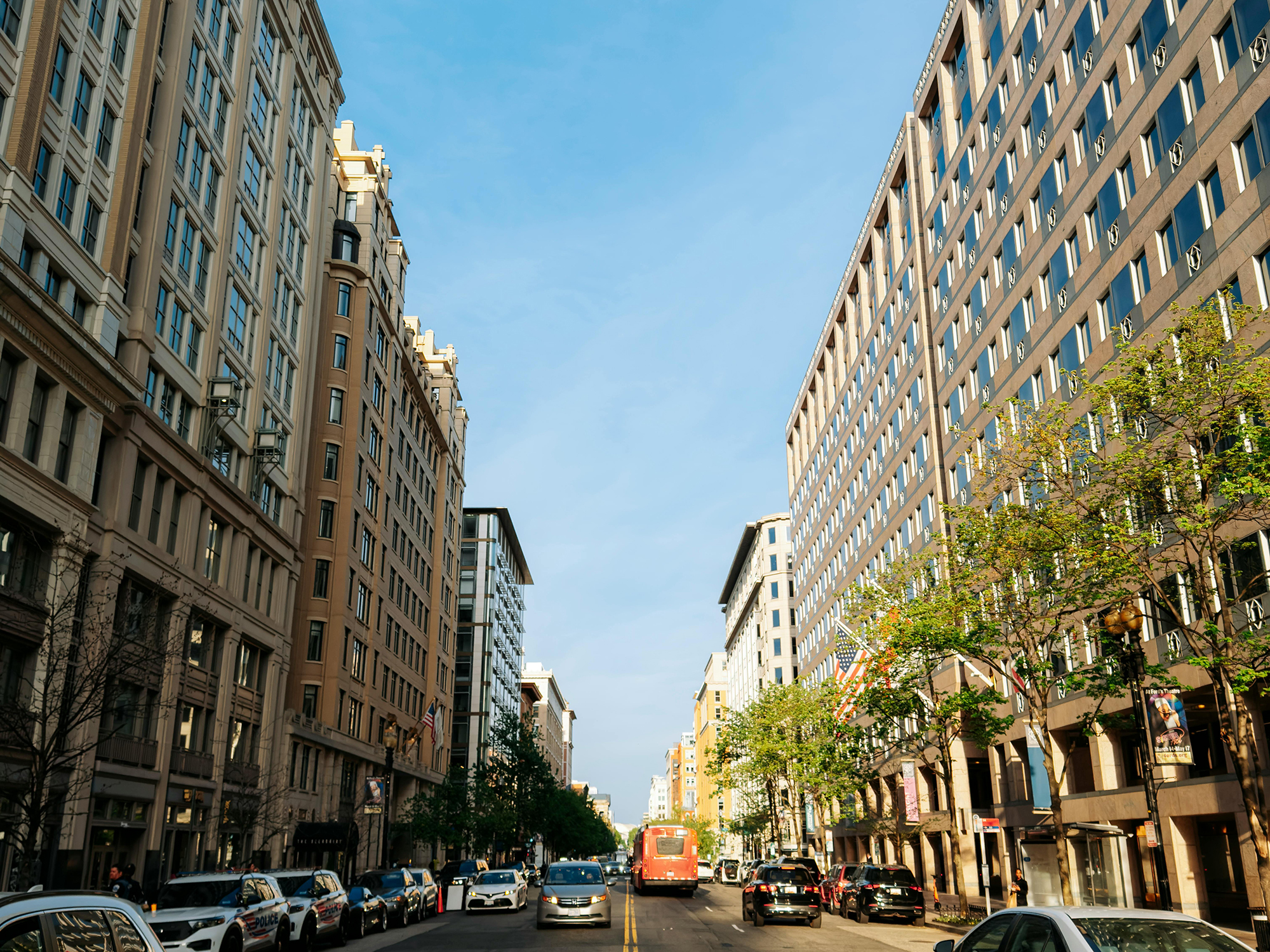 City block with office buildings in Washington, DC