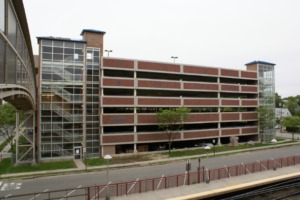 exterior of parking garage