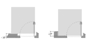 Diagram showing clearance needed for recessed doors.