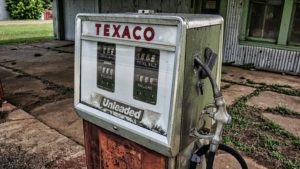 An old and rusted Texaco gas pump.